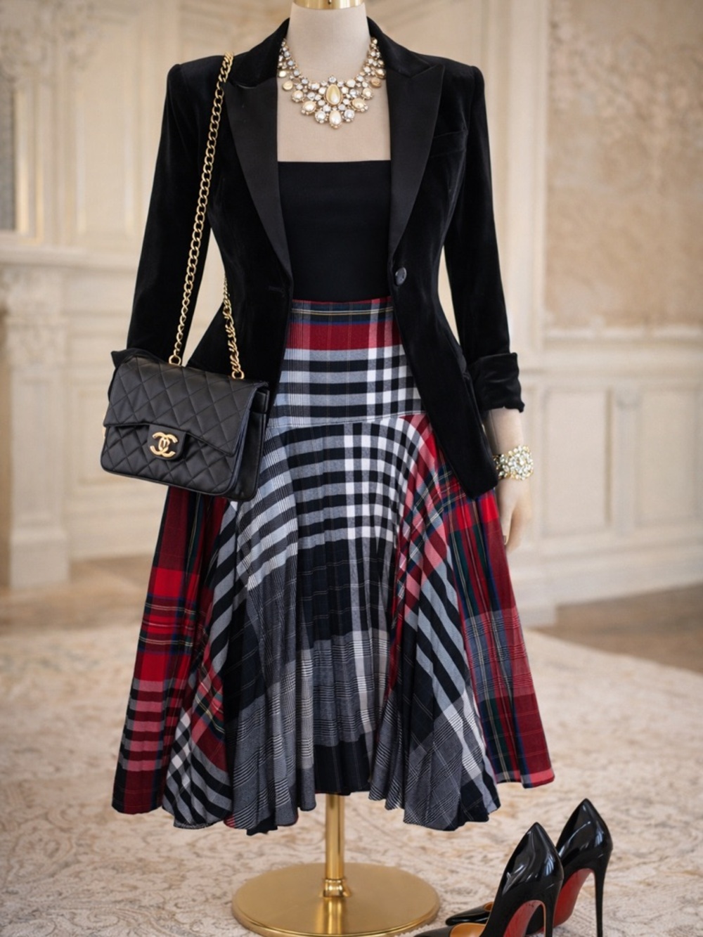 Women's Red Plaid  Skirt size 14 excellent‎ condition check measurements